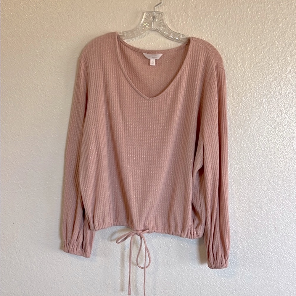 LC Lauren Conrad Pink Tie Front Blouse